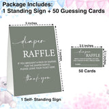 Minimalist Baby Shower Games, 50 Diaper Raffle Tickets + 1 Self-Standing Sign For Gender Reveal Baby Announcement Party Favor Supplies - B06
