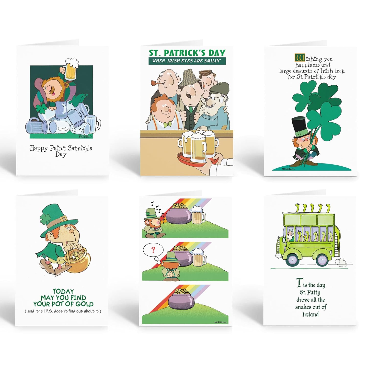 Stonehouse Collection Assorted St. Patrick's Day Cards - 12 Funny St Patricks Day Cards & Envelopes - USA Made (Assorted)