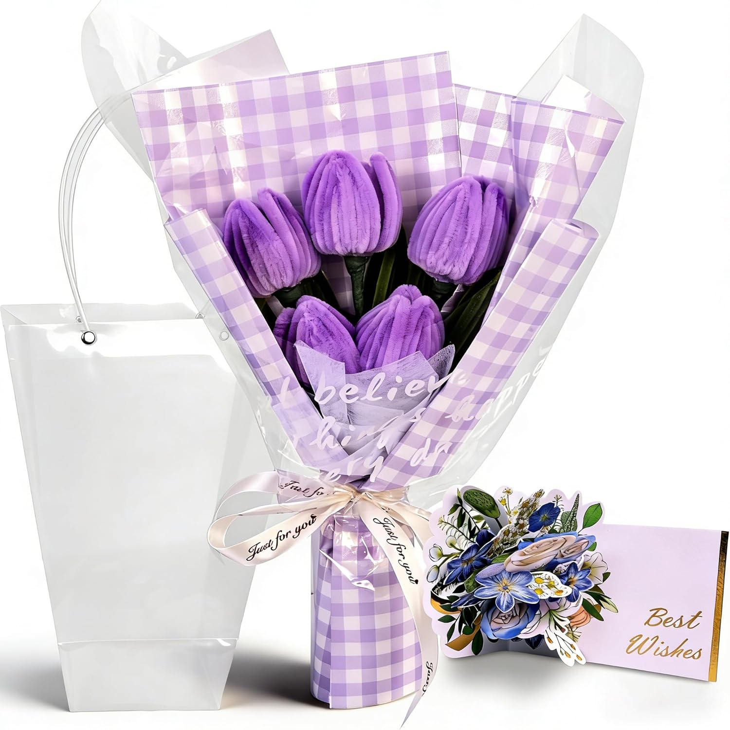 Handmade Pipe Cleaner Flower Bouquet (Purple)