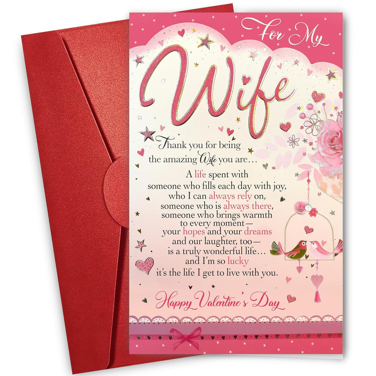 Valentines Day Card For Wife - Romantic Message, Heartfelt Gifts For Wife, Wifey, Her - Valentine'S Gift For Her From Husband, Him - Greeting Card