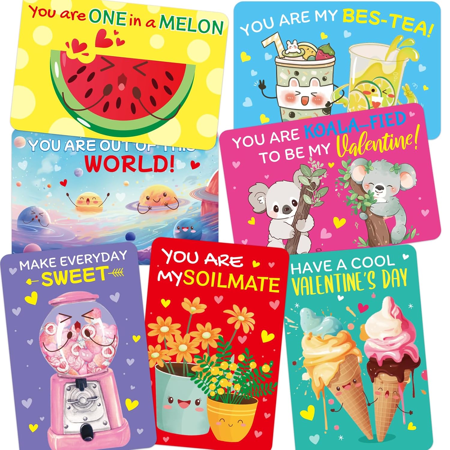Kids Valentines Day Cards Pun Note Cards With Stickers And Envelopes For Valentine Party Favor School Classroom Activity 28Pcs