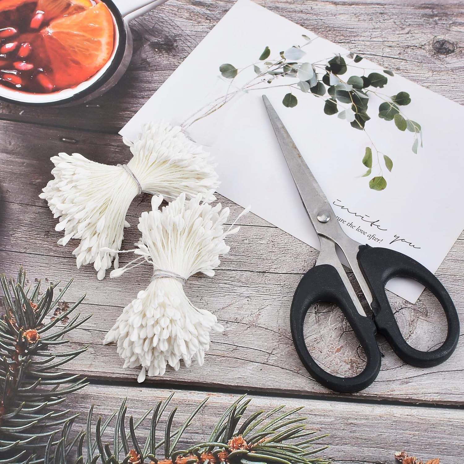 White Matte Stamens For Crafts, 1360 Pcs Stamens For Artificial Flowers Diy Wedding Party Home Scrapbook Decoration