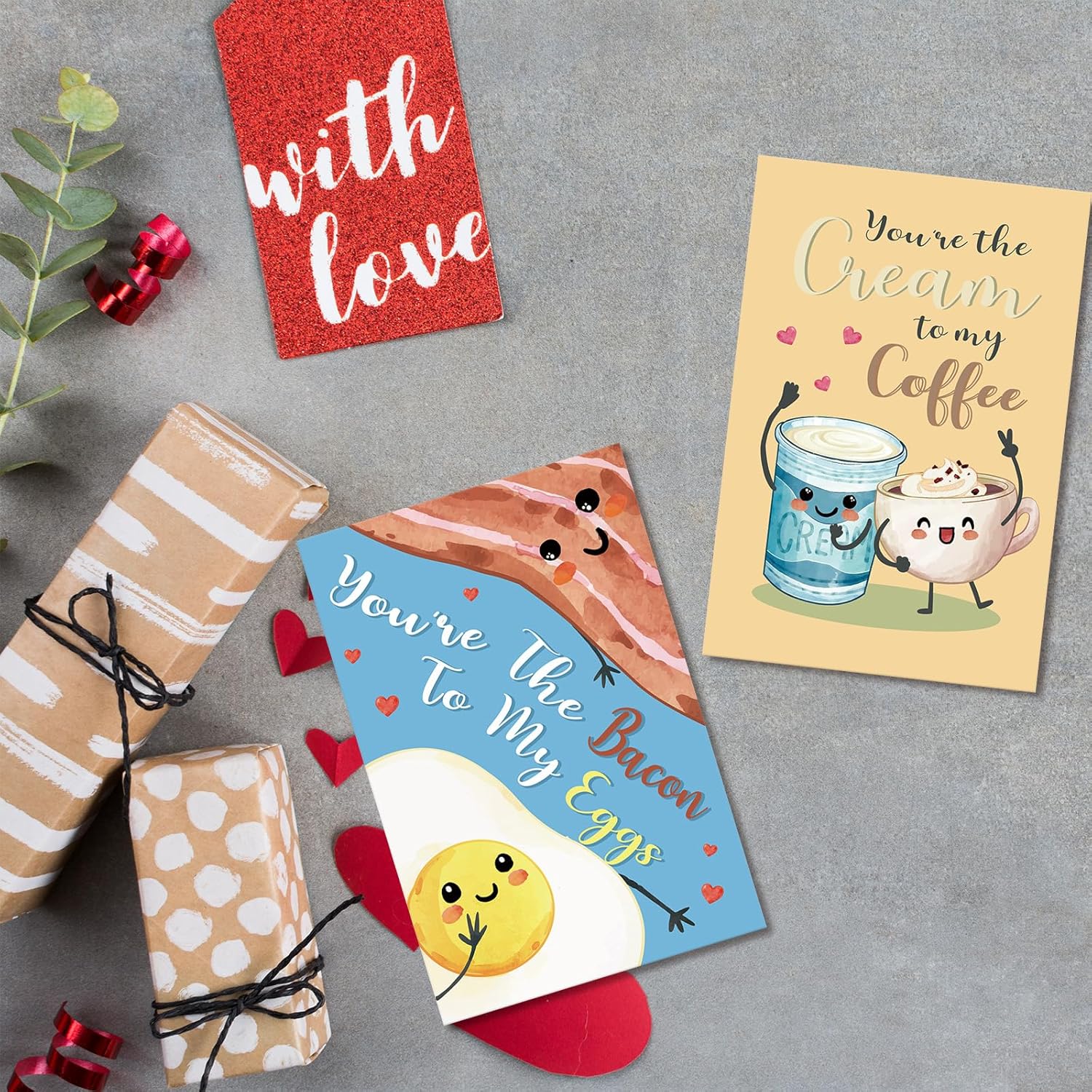 24 Pack Food Valentines Cards For Kids, 8 Cute Designs Food Pun Valentine'S Day Cards For School Classroom Exchange, Boxed Funny Valentines Gifts For Boys Girls, 4X6In