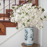 6 Pcs 40" Artificial Cherry Blossom Branches Spring Cream White Faux Tall Cherry Flower Stem Arrangement Realistic Plastic Flower Pick For Scandinavian Diy Home Office Wedding Vase Party Decor