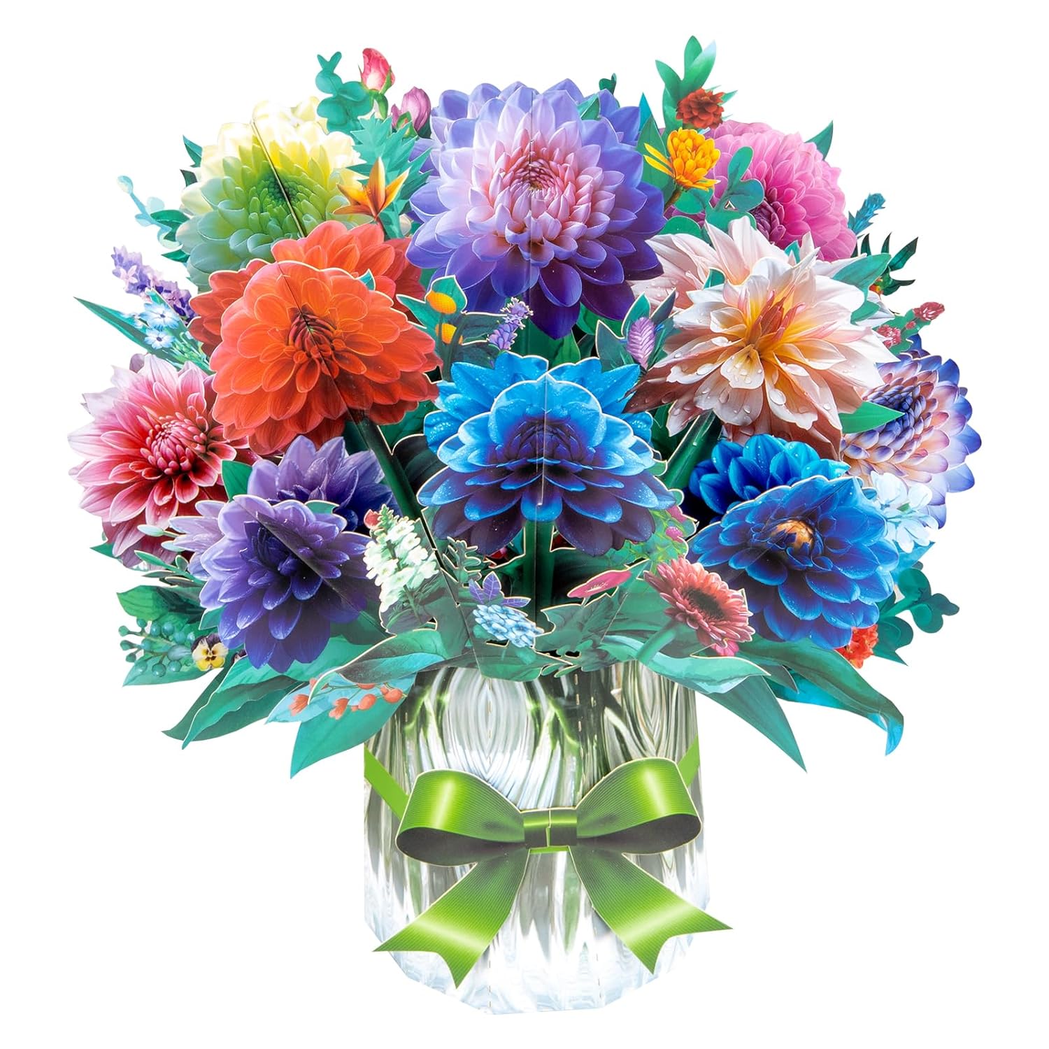 Dahlia Big Pop Up 13 Inch Paper Flower Bouquet Greeting Cards With Blank Note & Envelope, Ideal Gift For Celebrating Love, Birthday, Anniversary, Special Moments, Valentine'S Day