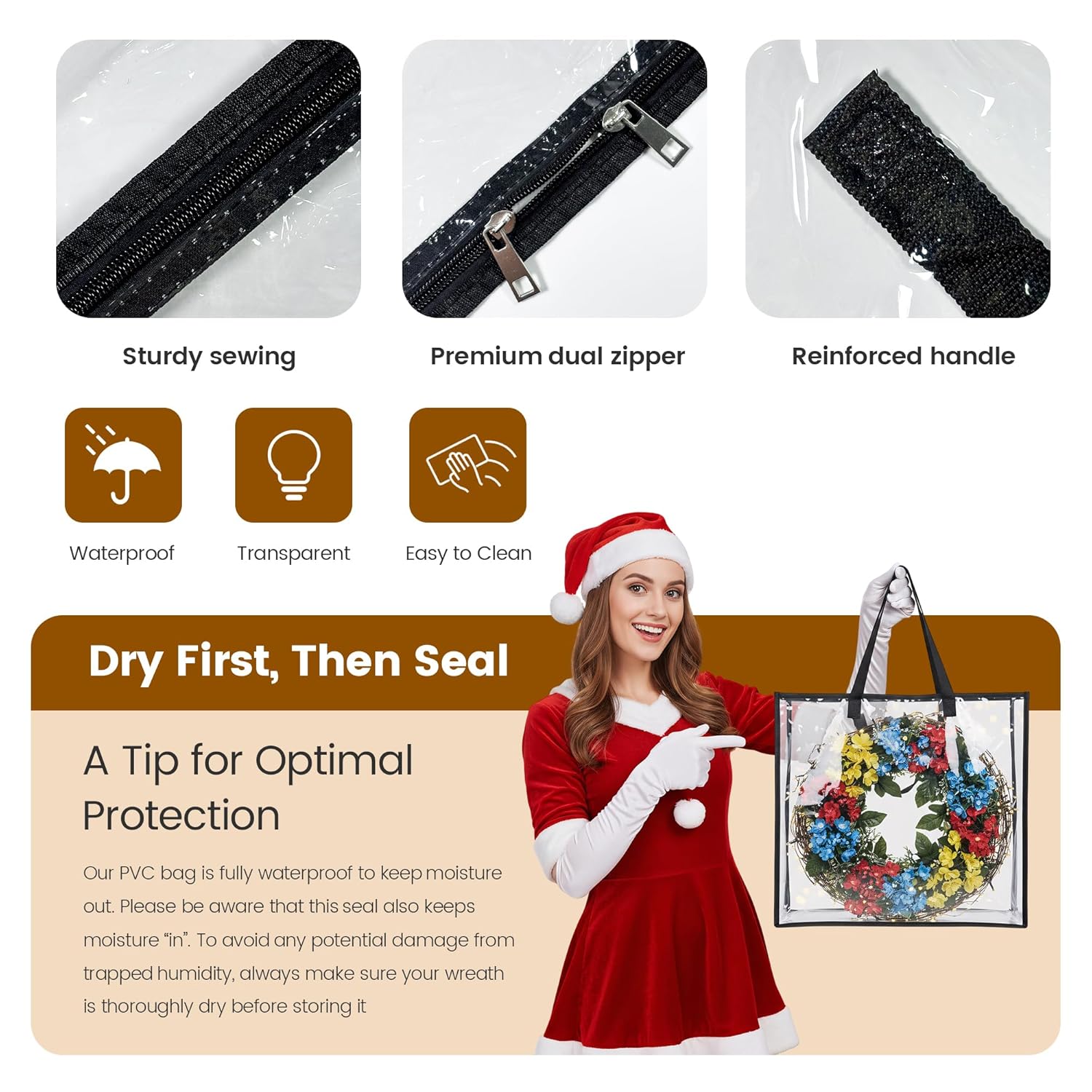 26 Inch Large Wreath Storage Container,Christmas Storage,Wreath Storage Bag,Wreath Box,Clear Bedding Storage Bags With Zipper For Pillow Blanket,Moving Bags And Packing Supplies For College