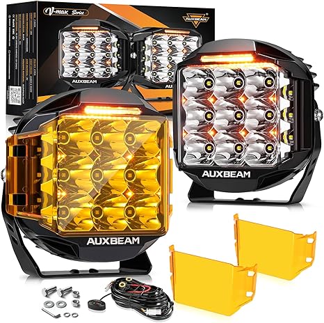 7 Inch 228W Round LED Offroad Light Pod V MAX Series Side Shooter Driving Light with Amber DRL for Truck ATV Jeep