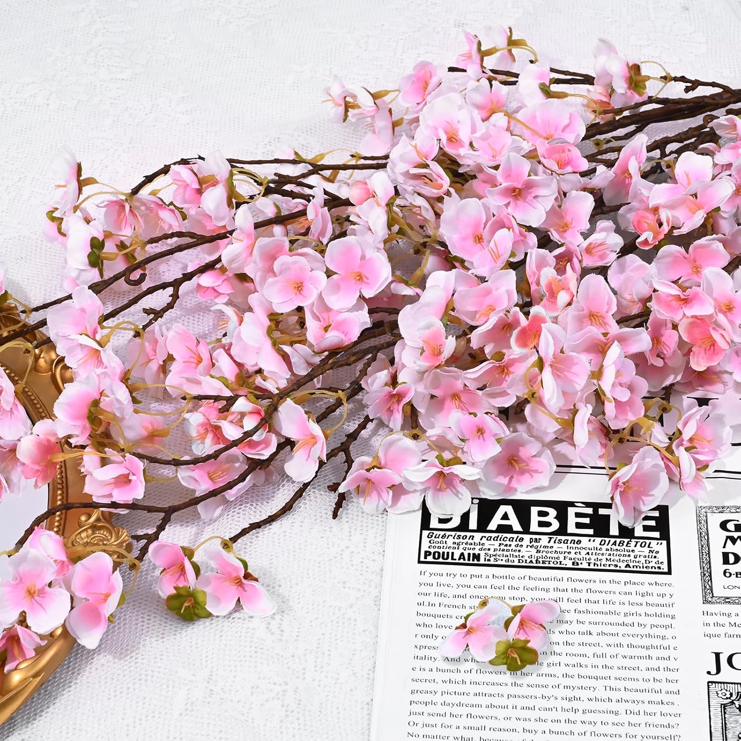 3 Pcs Artificial Cherry Blossom Branches, 39.4 Inchs Pink Silk Long Stem Artificial Flowers For Tall Vase, Faux Cherry Blossom Stems For Wedding, Party, Spring Indoor Home Decor