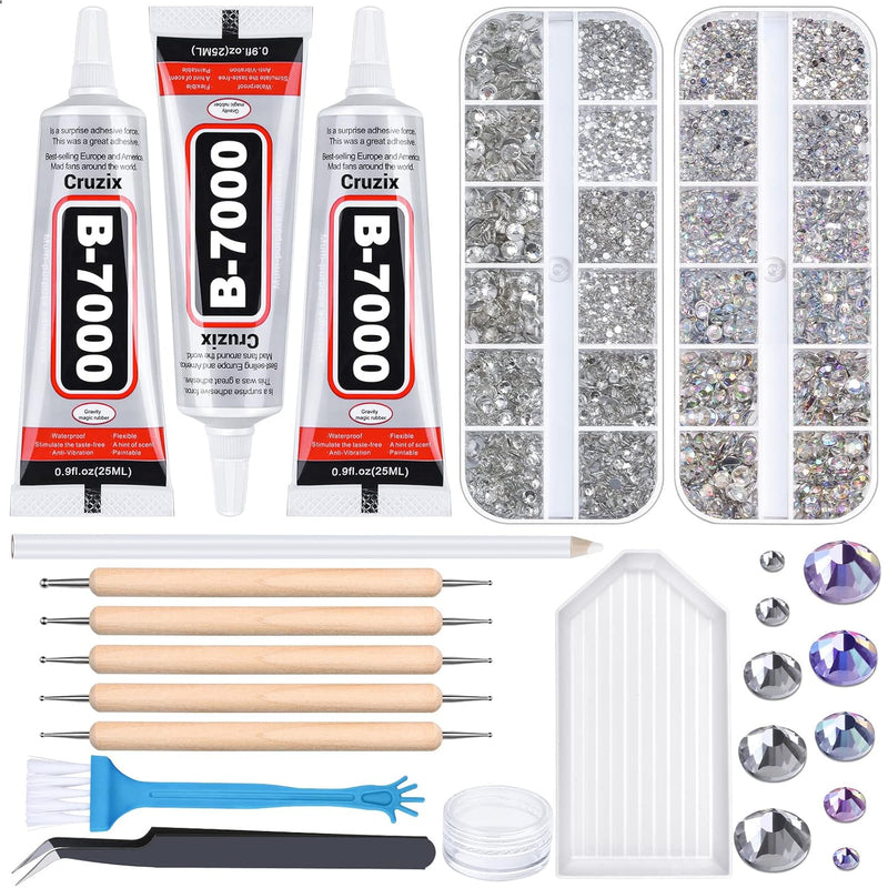 B7000 Clear Glue Bedazzler Kit With Rhinestones, 4013Pcs Rhinestone Ge