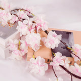 6Ft Lighted Cherry Blossom Garland With 100 Fairy Lights Timer Battery Operated Artificial Cherry Blossom Flower Vines With Lights For Mantle Home Fireplace Wedding Party Office Decor