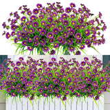 12 Bundles Artificial Daisies Flowers Outdoor Uv Resistant Fake Silk Daisy Mums Flowers No Fade Faux Greenery Plants For Home Wedding Garden Window Box Outdoor Planters Spring Decor - Purple
