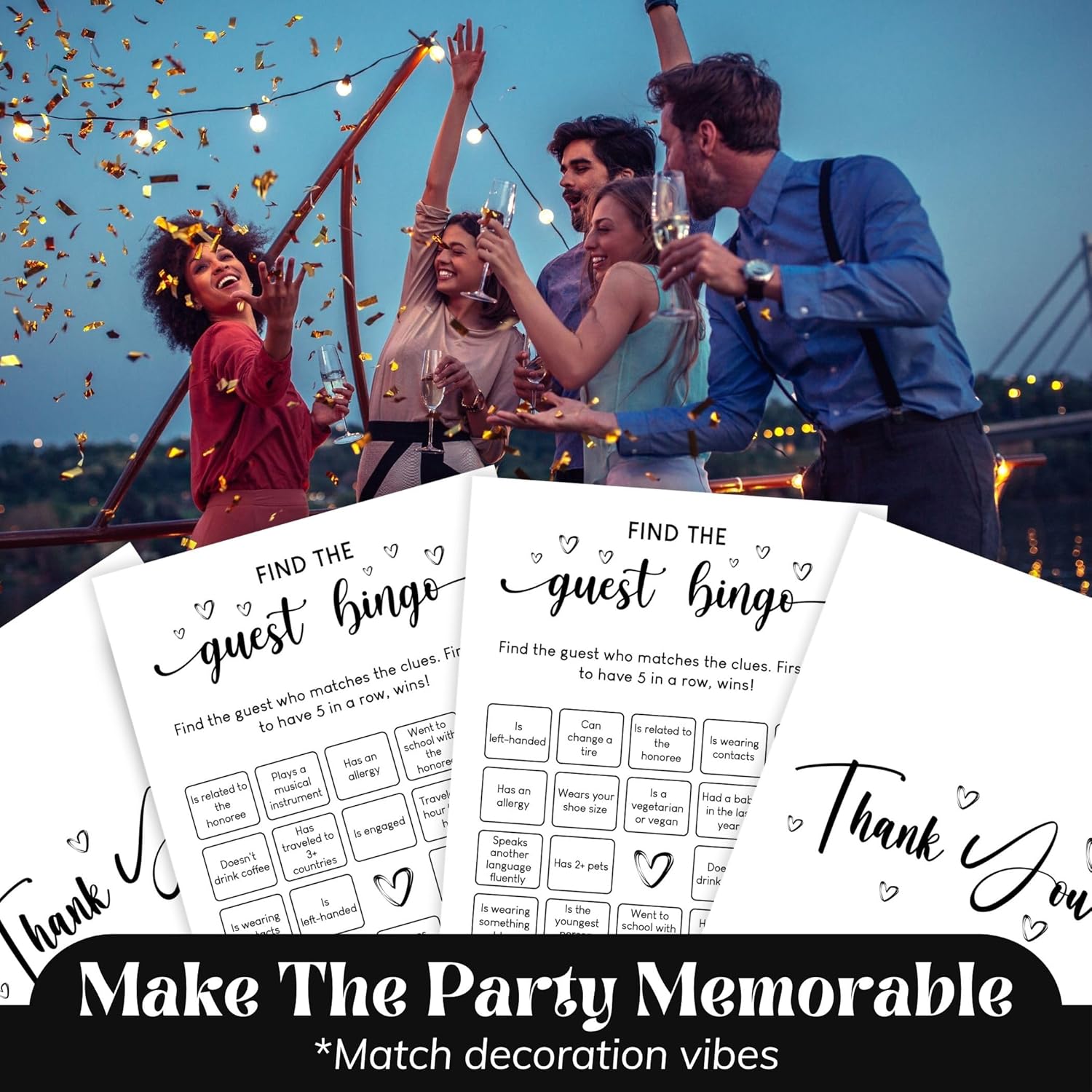 Find The Guest Bingo Bridal Shower Game - 50 Pcs Find The Guest Baby Shower Game For Rehearsal Dinner, Wedding Shower Games For Guests, Engagement Party Ideas Bridal Shower Decorations