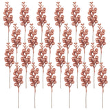 24 Pack Rose Gold Christmas Glitter Berries Stems Artificial Christmas Picks For Christmas Tree Ornaments Wreath, Crafts, Holiday And Home Decor