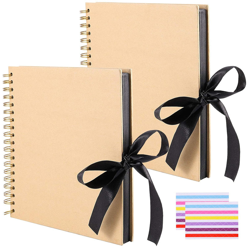 2 Pcs 10 X 10 Inch 100 Pages Diy Scrapbook Album, Hardcover Kraft Black Scrapb