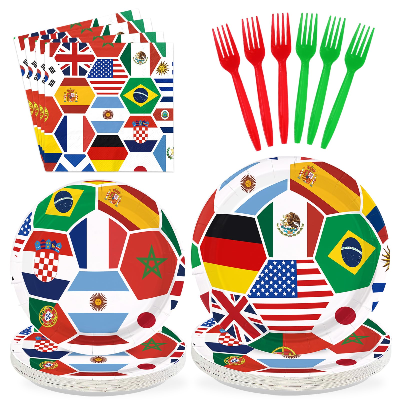 96 Pcs International World Flags Party Decorations, Serves 24