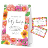 Baby In Bloom How Big Is Mommys Belly Game, Measure The Baby Bump Game, Floral Babys Shower Party Decorations & Supplies, 1 Sign & 50 Guess Cards-A10