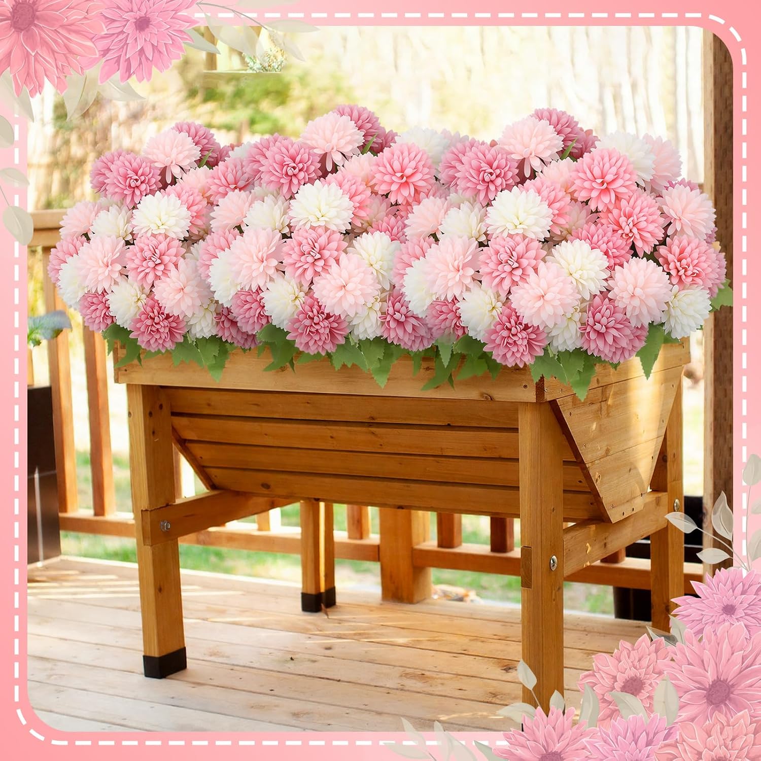 12 Pcs Valentines Artificial Flowers For Outdoor Indoor Spring Pink White Faux Flowers Spring Fake Silk Chrysanthemums Bouquet For Vase Table Floral Arrangement Valentines Wedding Home Decor