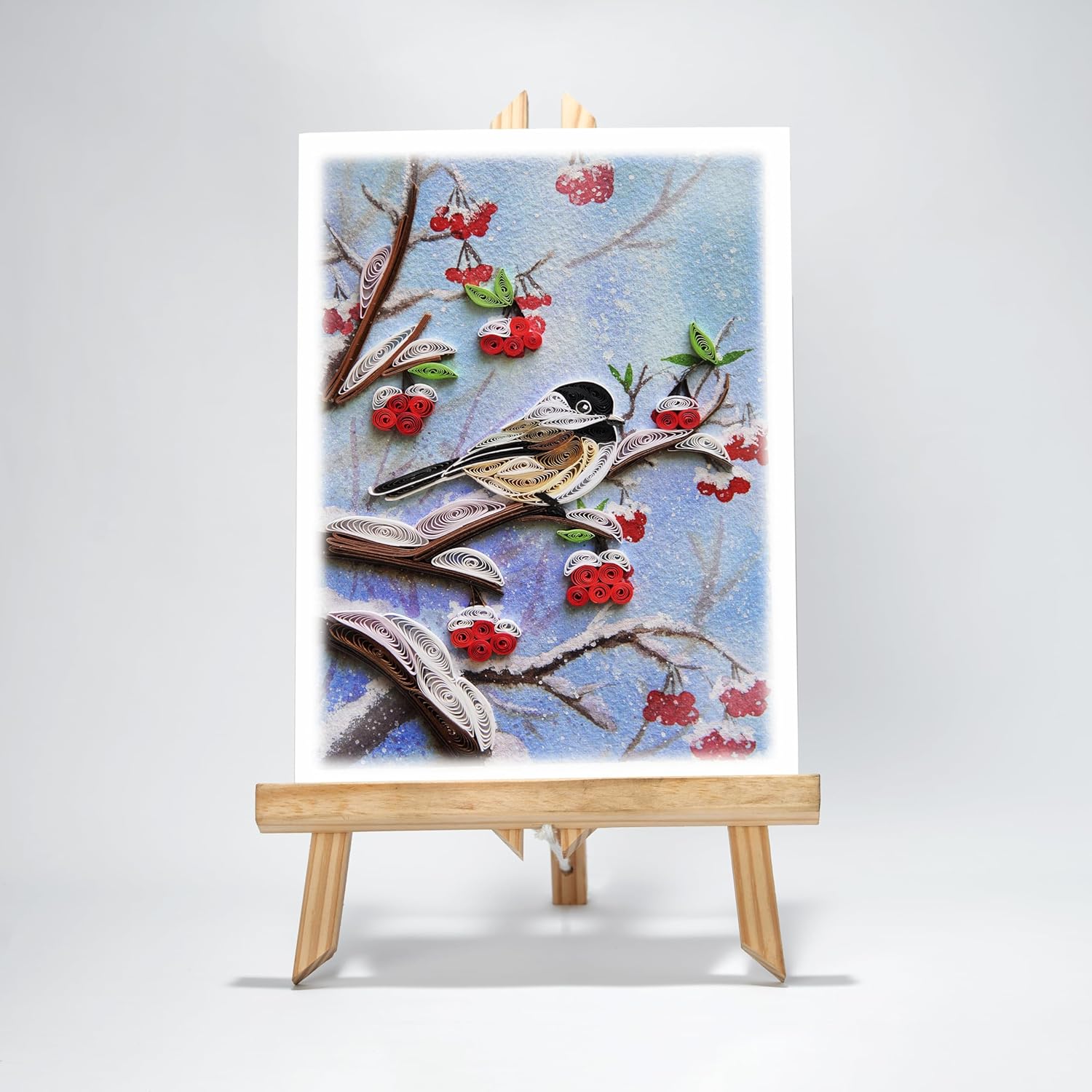Seasonal Greeting Card, Summer Winter, Spring, Autumn Birthday Card For Mom, Mother, Cute Quilling Quilled Card For Her, Wife, Grandma, Artful Card, 3D Greeting Card (Cute Bird)