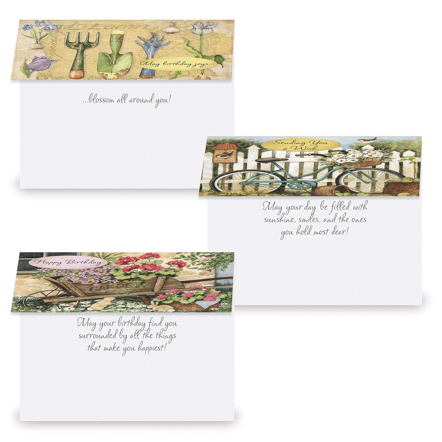 Current by Susan Winget Happy Birthday Greeting Card Set - Value Pack of 20 Cards With White Envelopes, 10 Designs, Large 5" x 7" Assortment