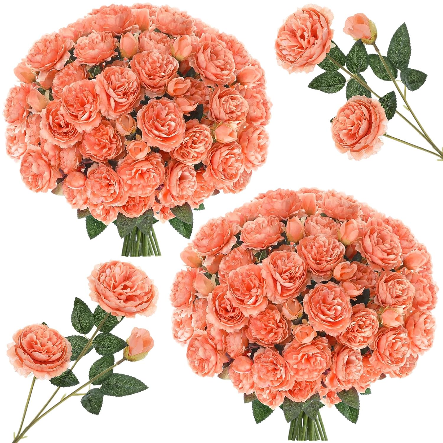 36 Bundles Artificial Flowers Peonies Roses 108 Heads Fake Silk Peony Bouquet Floral Arrangements For Wedding Bridal Shower Valentine'S Day Table Centerpieces Vase Decoration(Peach)