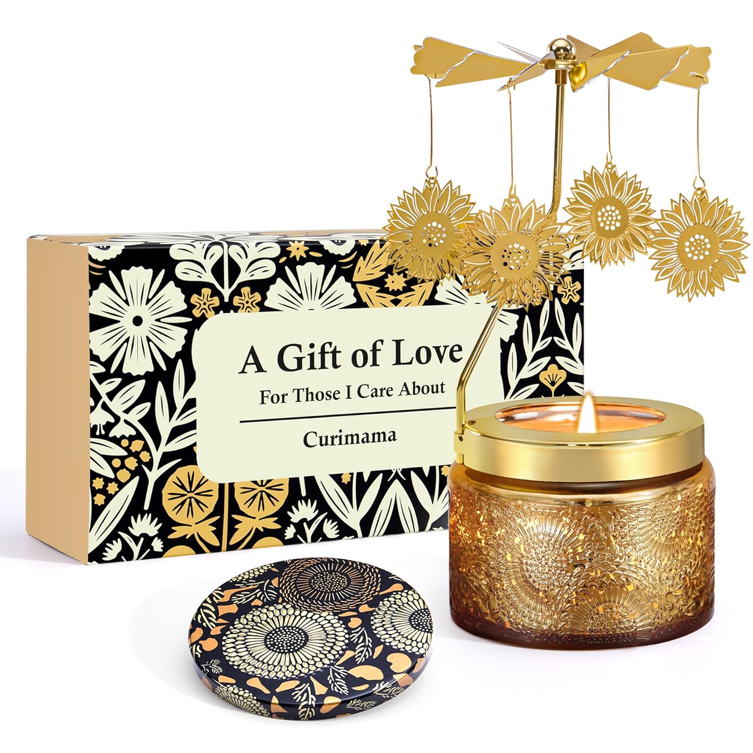 Sunflower Candle Gifts For Women, Funny Birthday Gift For Mom, Rotating Scented Candles Gift For Friends, Sisters, Grandma, Valentines Day Gifts For Her Wife Girlfriend