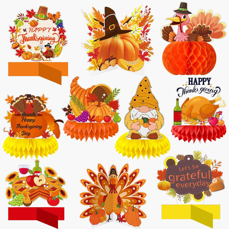 10 Pack Thanksgiving Honeycomb Centerpiece Turkey Thanksgiving Party D