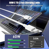 3 Pack 60W USB C to USB C Fast Charging Cable Set 3.3FT 6.6FT 10FT for iPhone 17 16 15 MacBook iPad Samsung