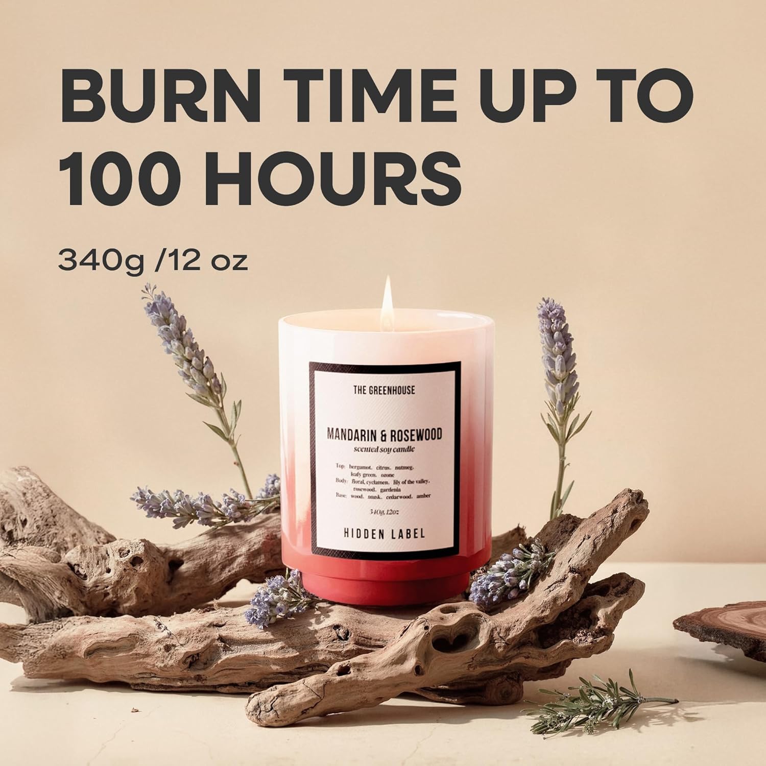 Fall Candle, Mandarin Rosewood Scented Candle, 12Oz Natural Soy Wax, 75 Hours Long Lasting Clean Burn, Aromatherapy Candles For Home,Scented,Bathroom,Livingroom,Holiday Gift