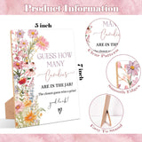 Wildflower Guess How Many Candies Are In The Jar Game, Pack Of 1 Wooden Tabletop Sign With Stand And 50 Guessing Cards, Floral Baby Shower Game, Gender Reveal Party Decorations - Wv17