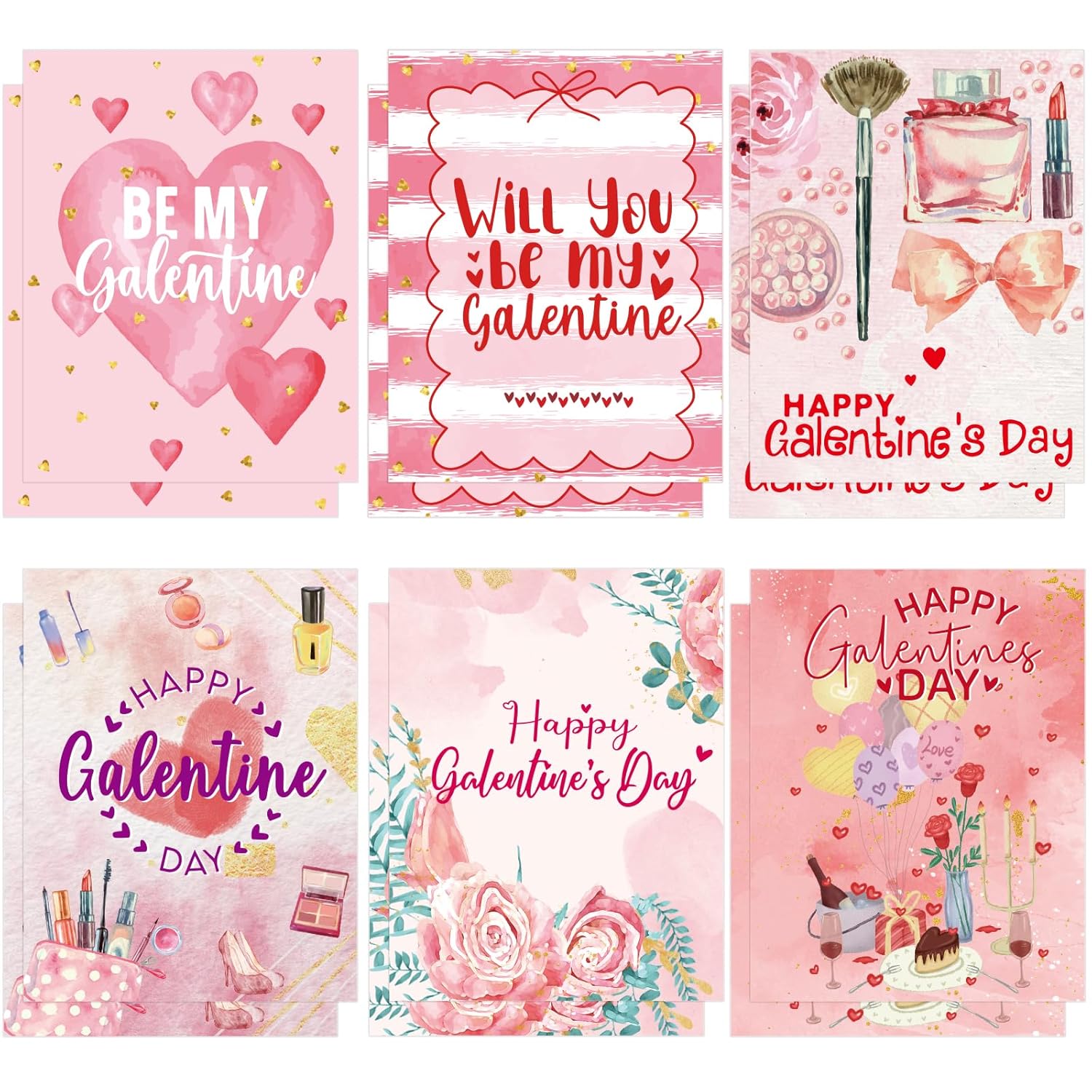 Galentine'S Day Greeting Cards 12 Pack Glitter Valentines Day Cards For Her Girls Friend Women Galentines Day Party Supplies With Envelopes Stickers