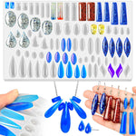 Resin Earring Molds, 41 Paired Shapes Stud Earring Silicone Molds For Epoxy Resin Casting, Rectangle Oval Cabochon Teardrop Gem Pendant Mold For Diy Jewelry Necklace, Dangle Drop Earrings Keychain