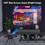 1080P Projector, WiFi, Bluetooth, 18000L, 300" Display, Full HD, Grey, Portable