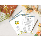 Blue Tiles And Lemons Would She Rather Game For 30 Guests With Game Cards, Lemons Bridal Shower Game, Modern Bridal Shower Decorations, Wedding Shower Or Bachelorette Party Supplies - 02