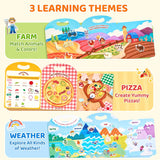 Reusable Sticker Book Set (3-Pack): Farm, Pizza-Making, Weather - 90 Pcs Stickers For Toddlers, Kids Sticker Activity Book, Road Trip Travel Toys, Birthday Gifts For Boys And Girls