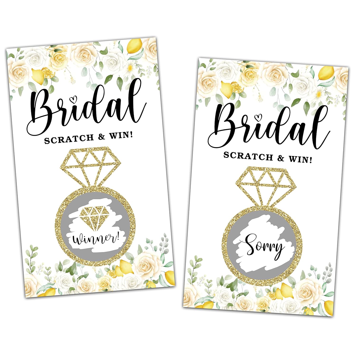 Bridal Shower Scratch Off Game Cards, Yellow Floral Bridal Raffle Lottery Tickets, Scratch Off Party Game For Wedding, Engagement/Bachelorette Party Favors Supplies Decorations (50 Pack)-19