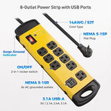 8 Outlet Surge Protector Power Strip with USB Ports 8 Ft Extension Cord