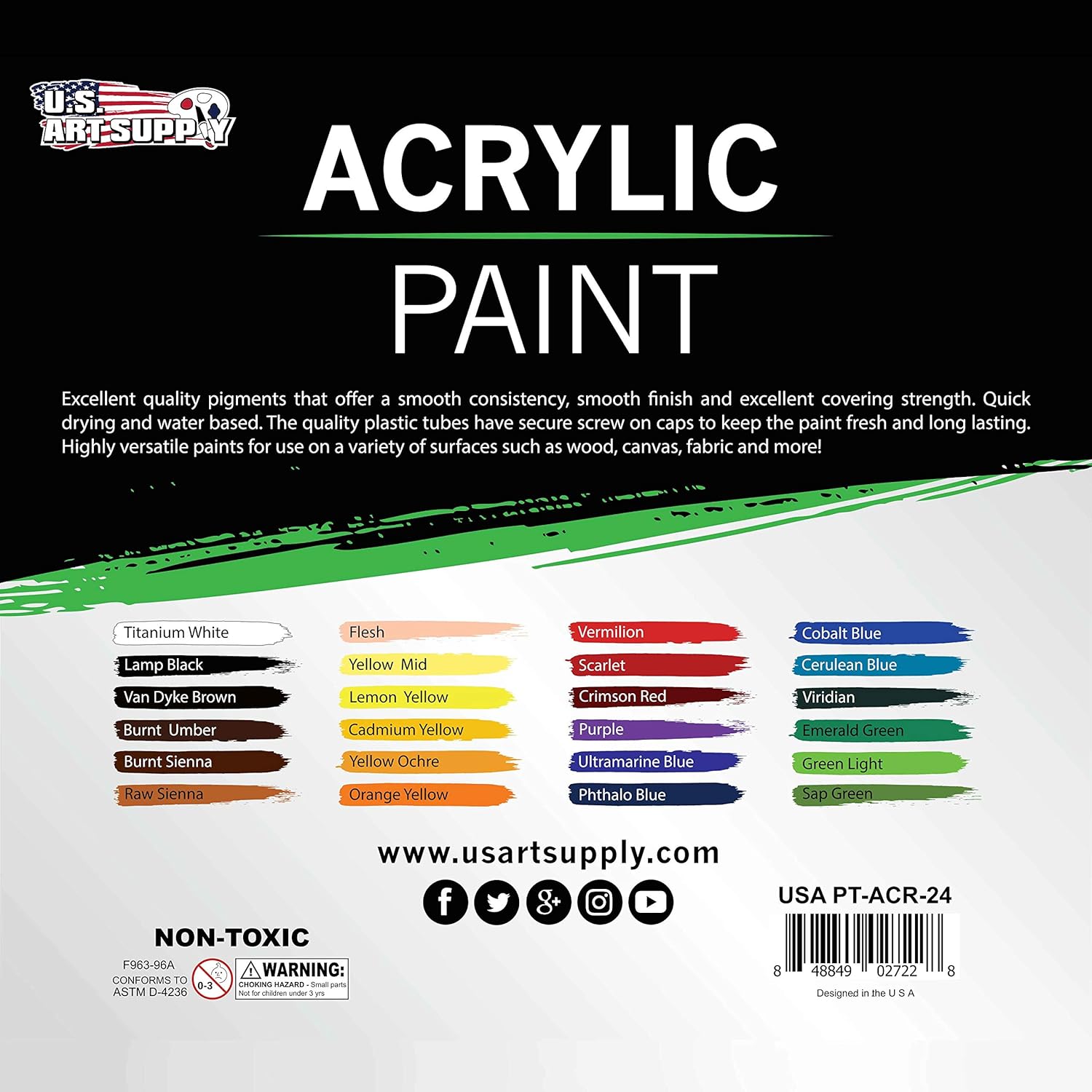 24 Color Professional Acrylic Paint Set In 12Ml Tubes - Art Painting Supplies For Adults, Artists, Students, Beginners - Canvas Portrait Paintings