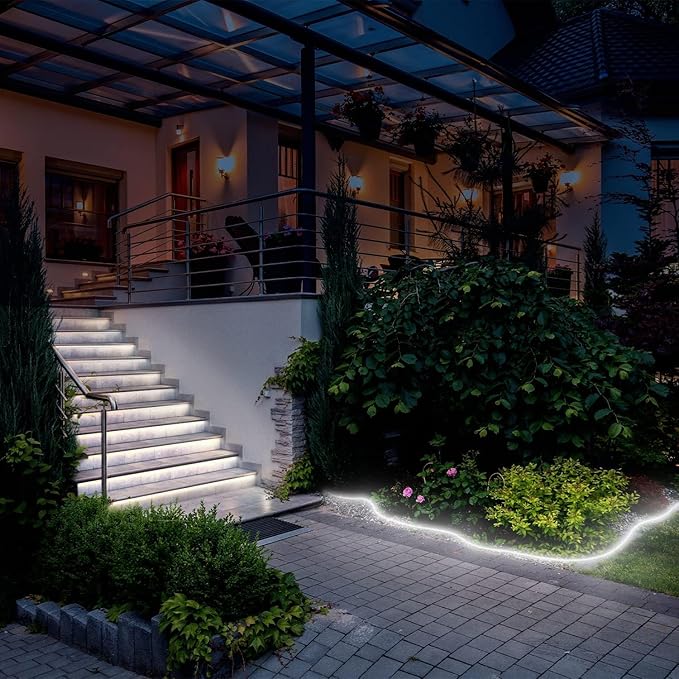 32.8ft White LED Neon Rope Lights 6000K Dimmable Waterproof Flexible Strip Lights Indoor Outdoor