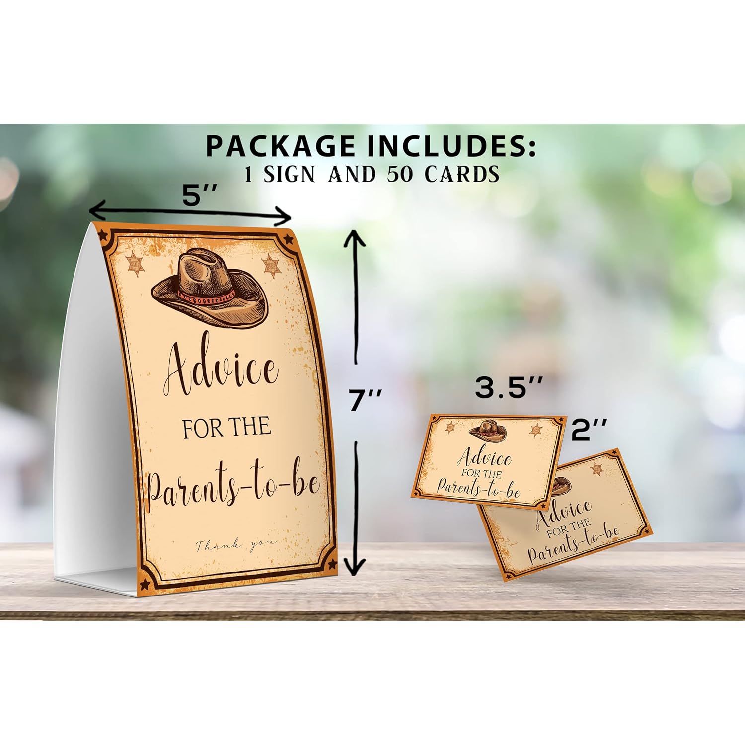 Advice For The Parents-To-Be 1 Sign + 50 Cards, Cowboy Baby Shower Games, Cowboy Theme, Cowboy New Parents Advice Cards, New Mom & Dad Keepsakes (Ges22)