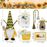 Bumble Bee Tray Decor Set, Gnome Tiered, Farmhouse Decor, Gnome Plush, 3 Signs, Bee Hive, Wood Garland, Rustic Kitchen Decor,Spring Summer Tray Décor, 6Pcs