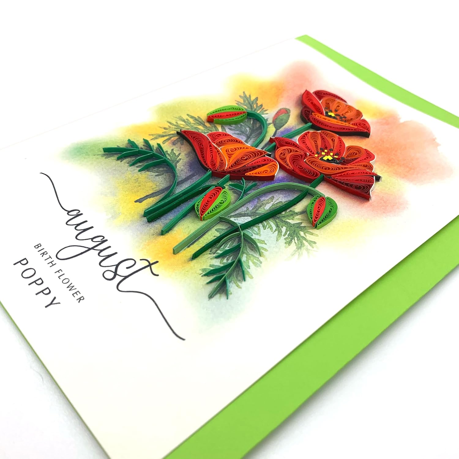 Birth Flower Card, Handmade Quilling Floral Card For Birthday, Anniversary, Birth Month Flower For Mom, Women, Daughter, Birth Flower Gift Decorations, 12 Months Of Year Flower Card (August)