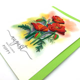 Birth Flower Card, Handmade Quilling Floral Card For Birthday, Anniversary, Birth Month Flower For Mom, Women, Daughter, Birth Flower Gift Decorations, 12 Months Of Year Flower Card (August)