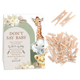 Boho Safari Baby Shower Games, Don'T Say Baby Game For Baby Shower (One Sign With 50 Mini Clothespins), Pampas Grass Wild Animals Theme Baby Shower Decorations, Gender Reveal Game-Dsbb20