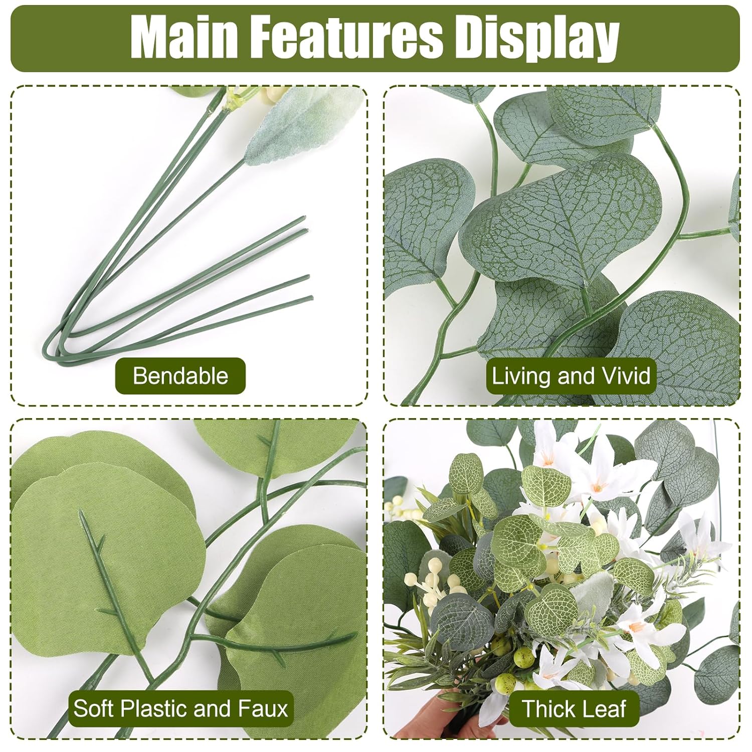 75Pcs Artificial Greenery Stems Box Set, Faux Flowers Bouquet With Stems Fake Plants For Diy Wedding Bouquet Floral Arrangement Spring Home Table Decoration