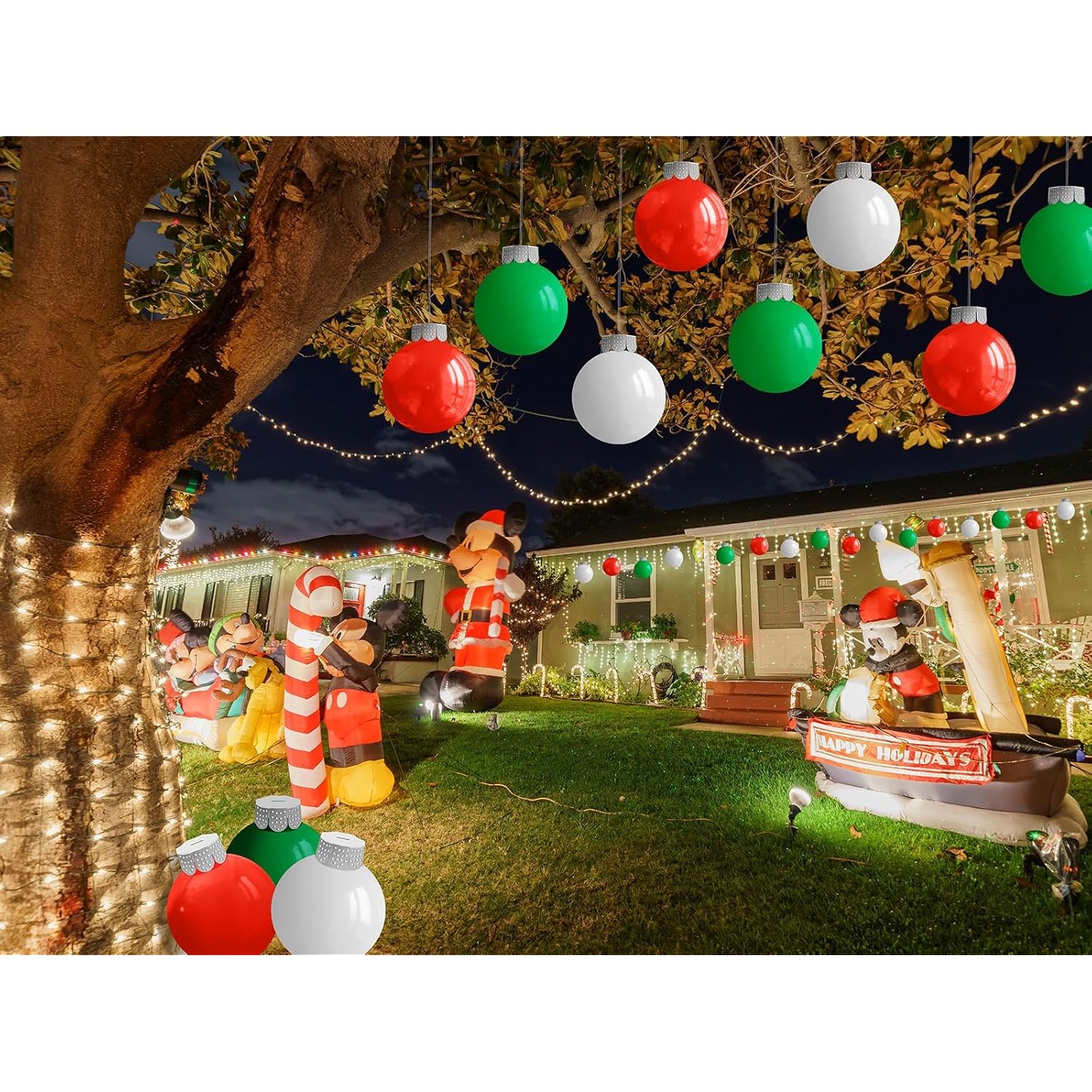 9 Pcs Outdoor Christmas Decorations, Large Inflatable Christmas Balls For Yards, Lawns, Porches, Gardens, Front Doors Or