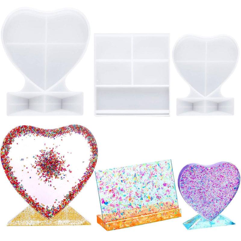 3 Pieces Resin Photo Frame Molds Rectangle Picture Frame Mold Heart Sh