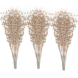 24 Pcs Artificial Glitter Holly Berry Stem Ornaments Berry Picks Branches Glittery Bead Sticks For Christmas Tree Decorations Wreath Vase And Home Decor,Champagne