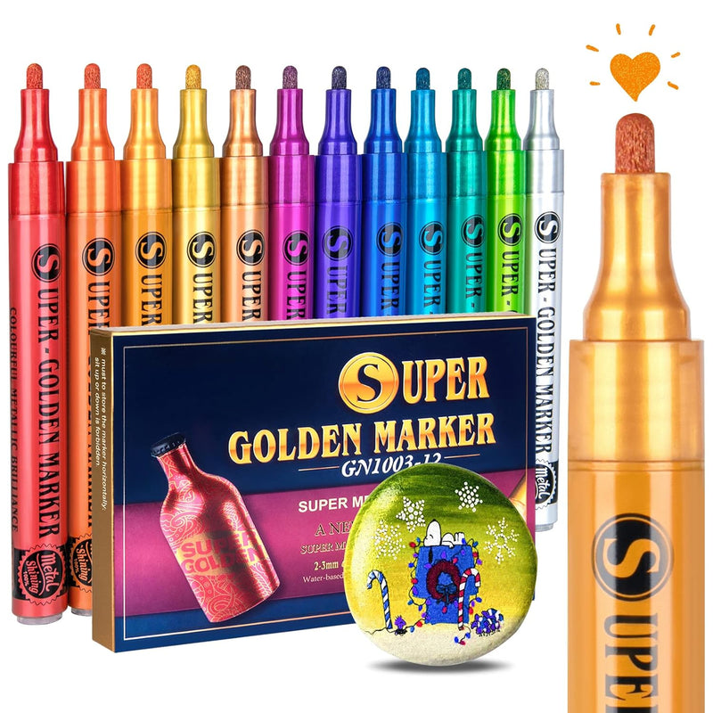 Acrylic Paint Pens Metallic Markers: 12 Colors Acrylic Paint Glitter Markers F