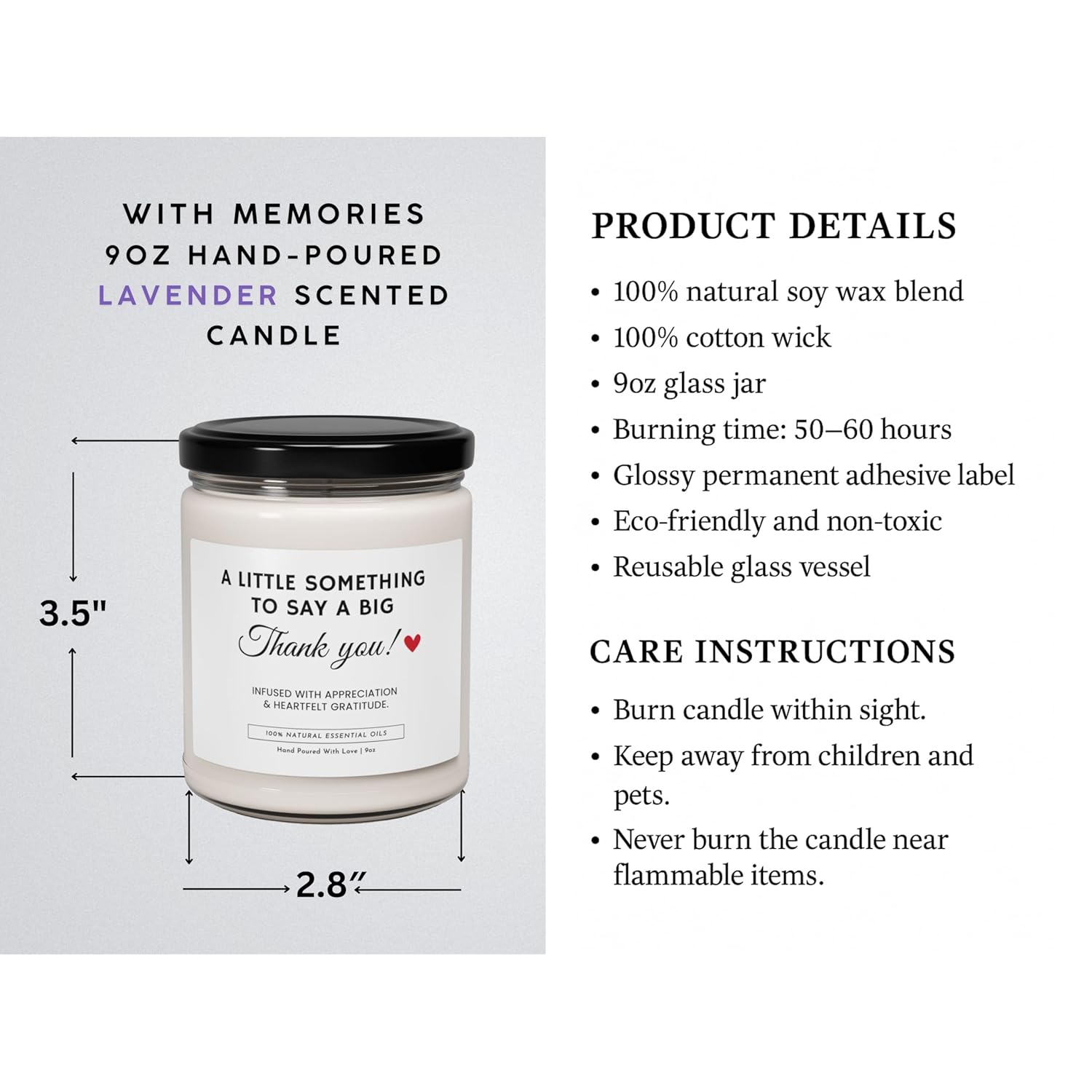 -Thank You Candle Gift – Appreciation Gift For Friends, Teachers, Coworkers, Boss, Nurses & Loved Ones – Thoughtful Gratitude Present, Natural Soy Wax, 9Oz, Long-Lasting Burn