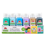 Apple Barrel, Ice Cream Inspired Colors, Multi-Surface Acrylic Craft Paint Set, Includes 12 Colors, Satin Finish